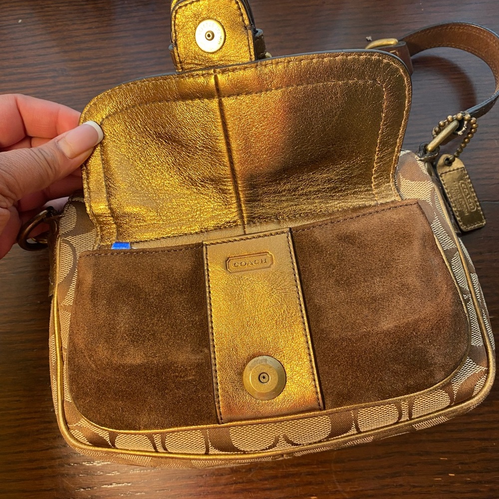 Coach Special Edition Bronze Signature Logo Hobo Shoulder Bag - Picture 6 of 8